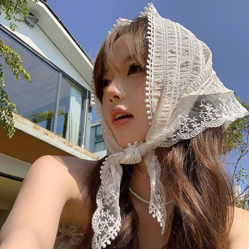 Travel Accessories Aesthetic - Fransız Şık Alice Beyaz Dantel Üçgen