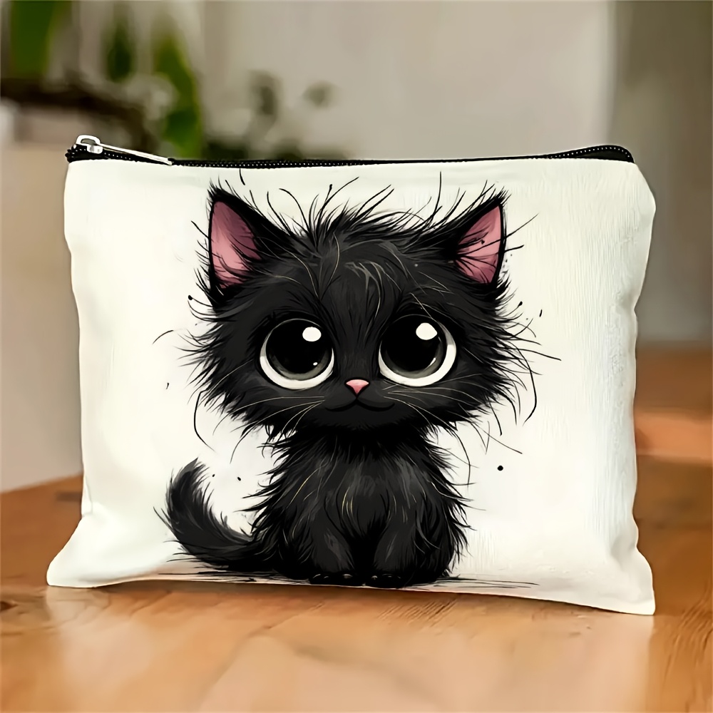 Travel Accessories Jewelry - Sevimli kedi desenli kozmetik çantası -